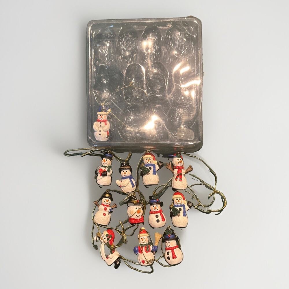 Set of 12 Mini Snowman Ornaments 1.5” Resin Figurines Holiday Christmas New